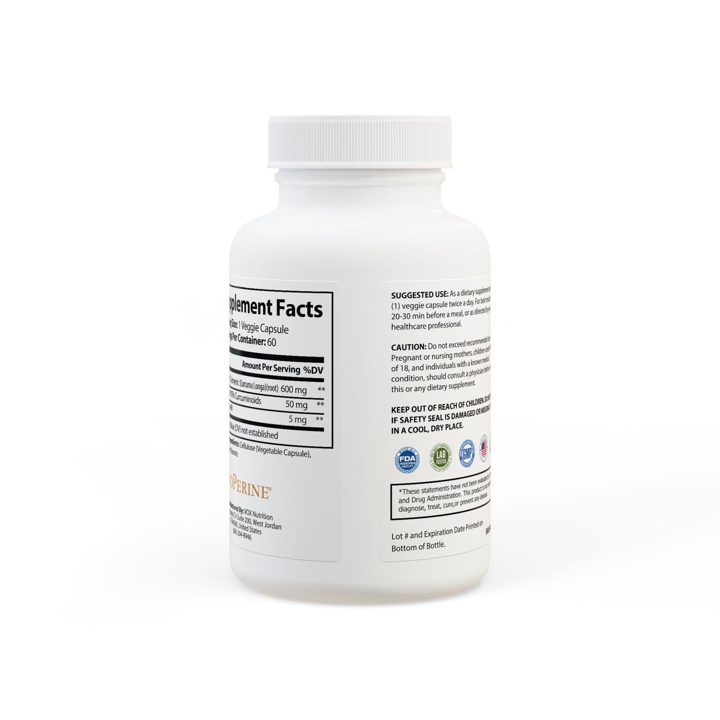 Five Rings Essentials - Turmeric with BioPerine® Supplement (60 Capsules)